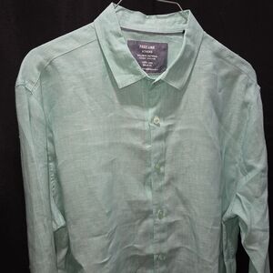 Free Line Athens Pure Linen Shirt Mint Green Beach Coastal Old Money Reg Fit XL